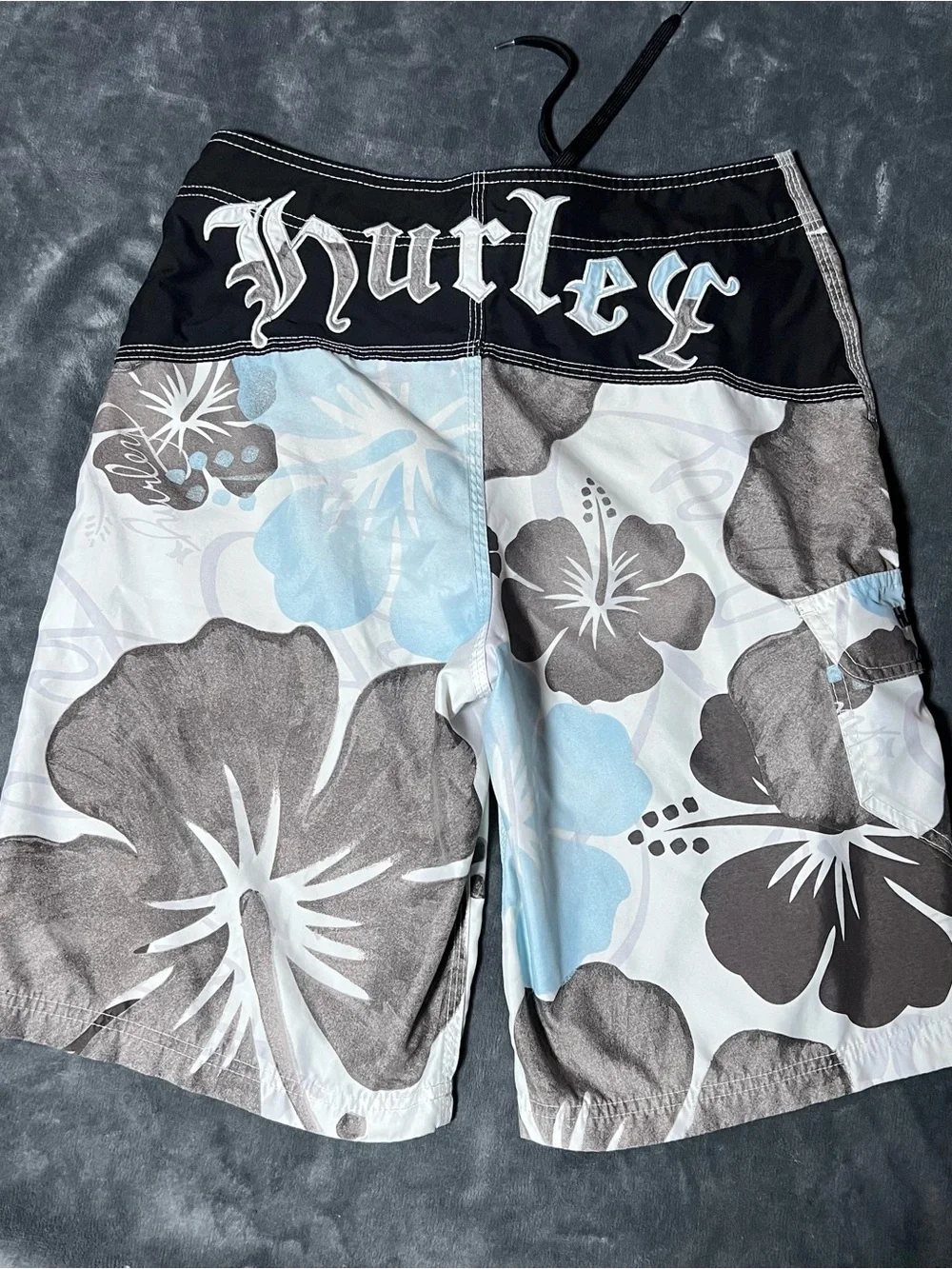 Vintage Y2K Hurley Performance Floral Embroidered Logo Men’s Board Shorts M “30”
